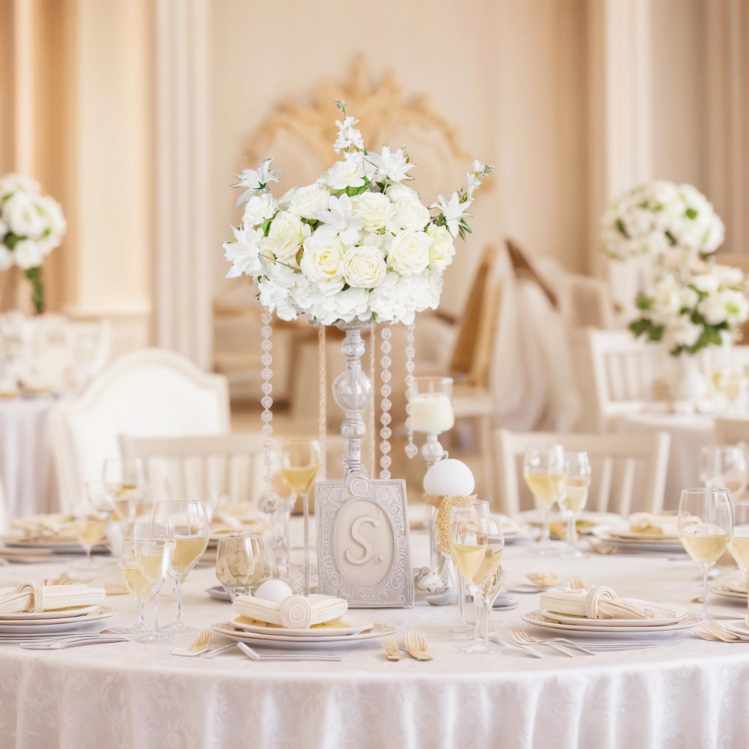 35cm Half-Sphere White Floral Arrangement 2 picture